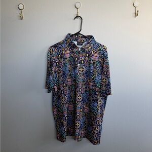 Vibrant Geometric Pattern Polo Shirt